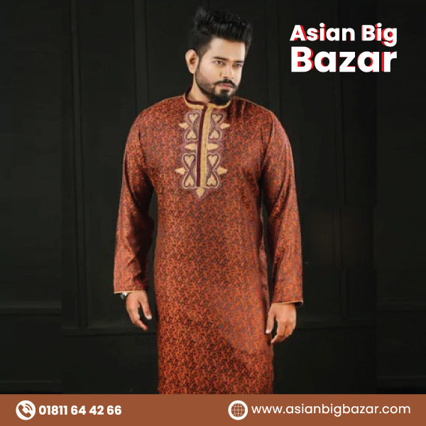 New Stylish Printed with Embroidery Panjabi for Men’s