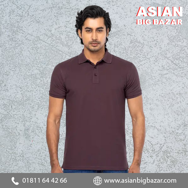 Plum Mixed Cotton Polo Shirt