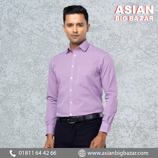Purple Check Mixed Cotton Executive Shirt