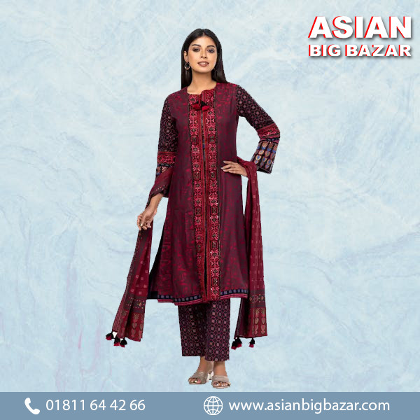Red Embroidered Shalwar Kameez with Punching Block Beauty Theme