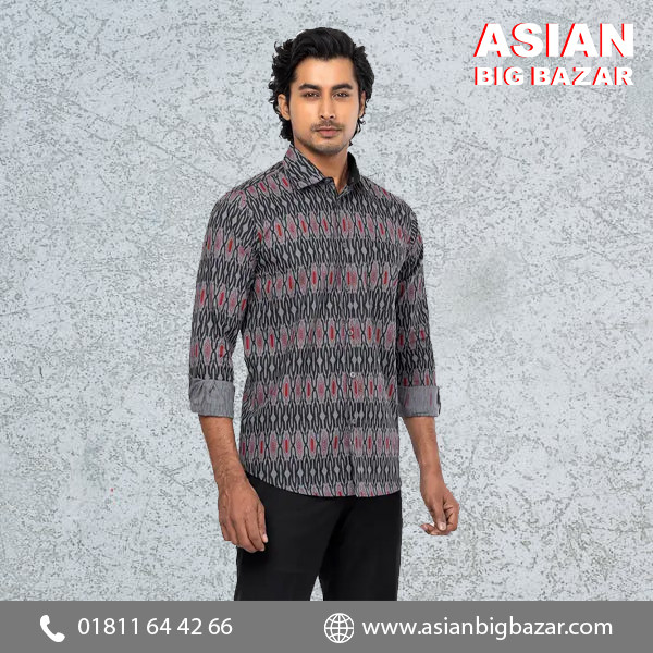 Grey Printed Cotton Shirt