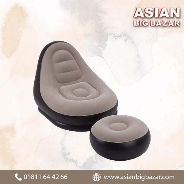 Comfortable Flocked 2-in-1 Air Chair & Footrest Sofa