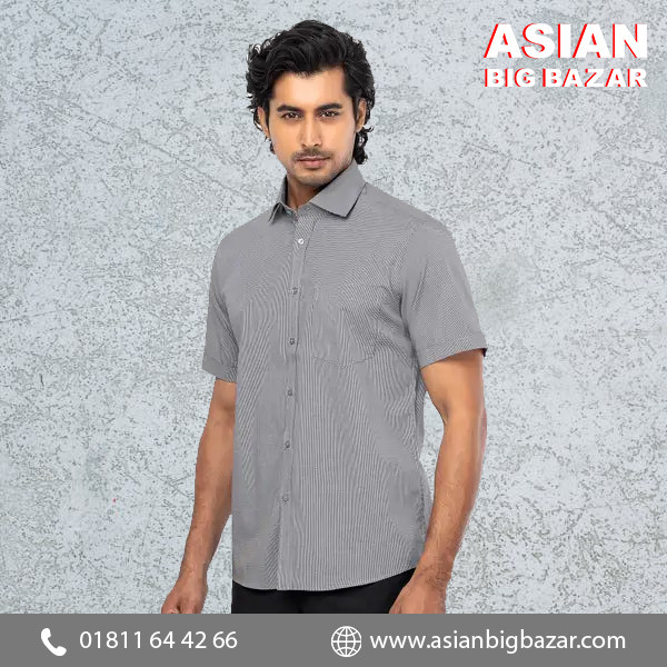 Grey Mixed Cotton Executive Shirt