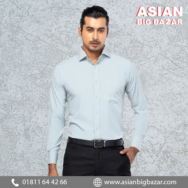 Pastel Blue Mixed Cotton Executive Shirt