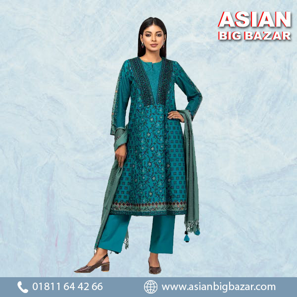 Teal Green Embroidered Punching Block Beauty Theme Shalwar Kameez