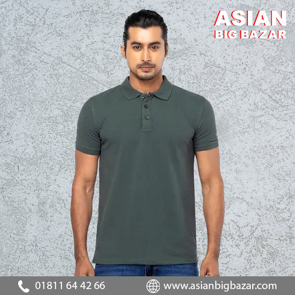Fern Green Mixed Cotton Polo Shirt