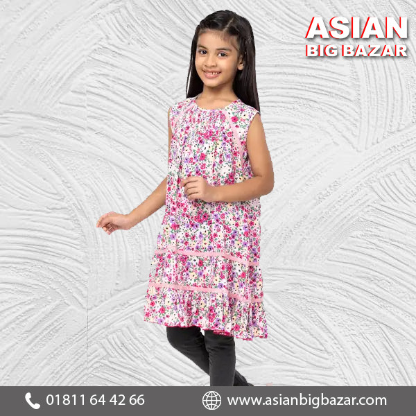 Multicolour Printed Linen Frock