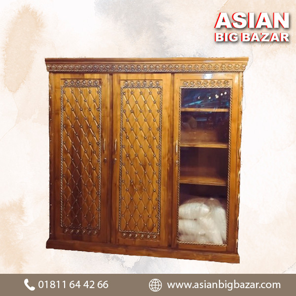 Chittagong Shegun Wooden 3-Part Almirah