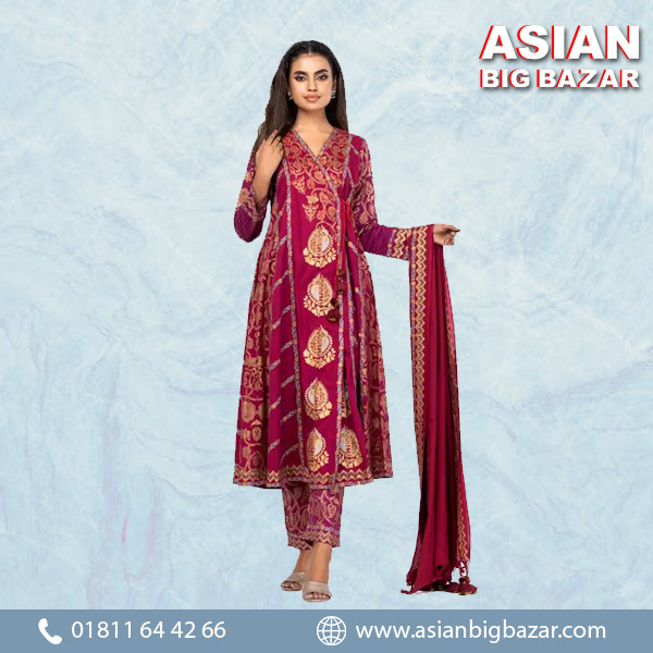 Magenta Embroidered Shalwar Kameez with Punching Block Beauty Theme
