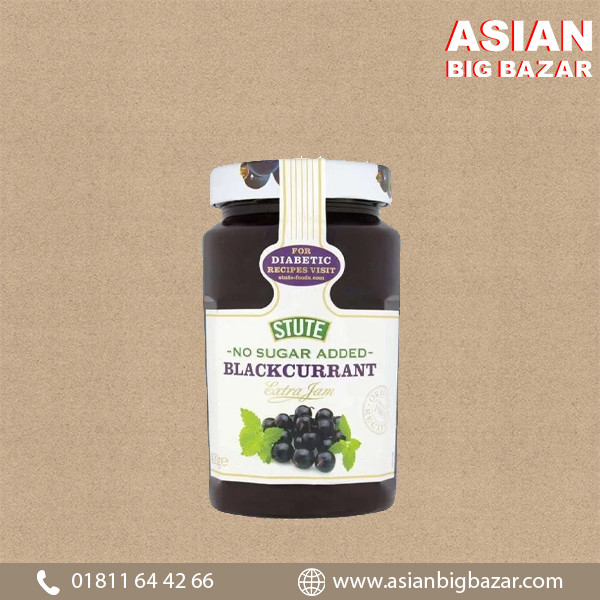 Stute Jam Blackcurrant Extra Jam (No Sugar Added) - 430g - UK