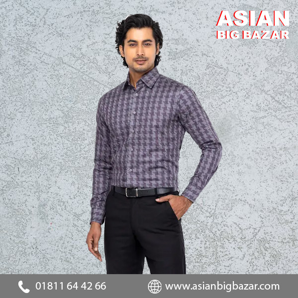 Slate Grey Mixed Cotton Executive Shirt
