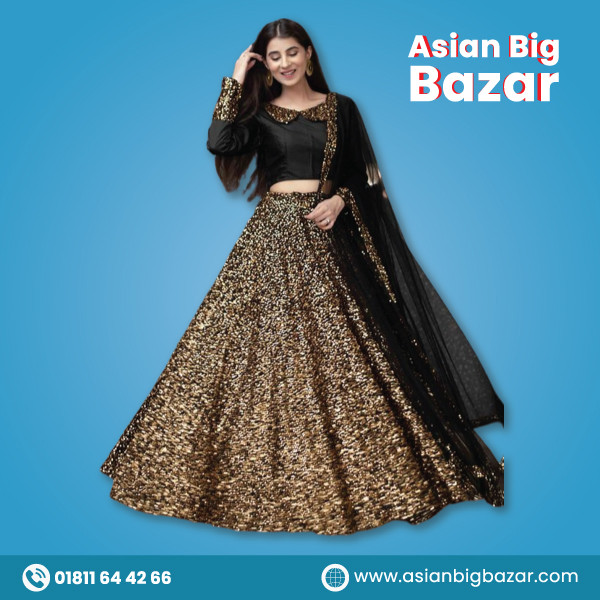 Buy Black And Golden Lehenga Choli