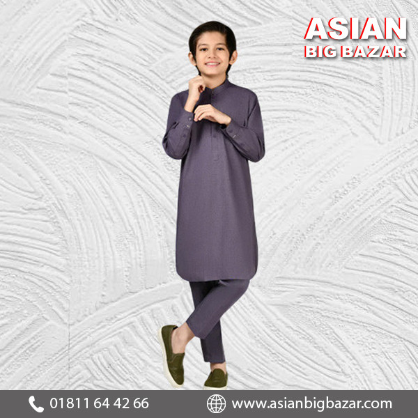 Purple Blended Boys Kurta Pajama